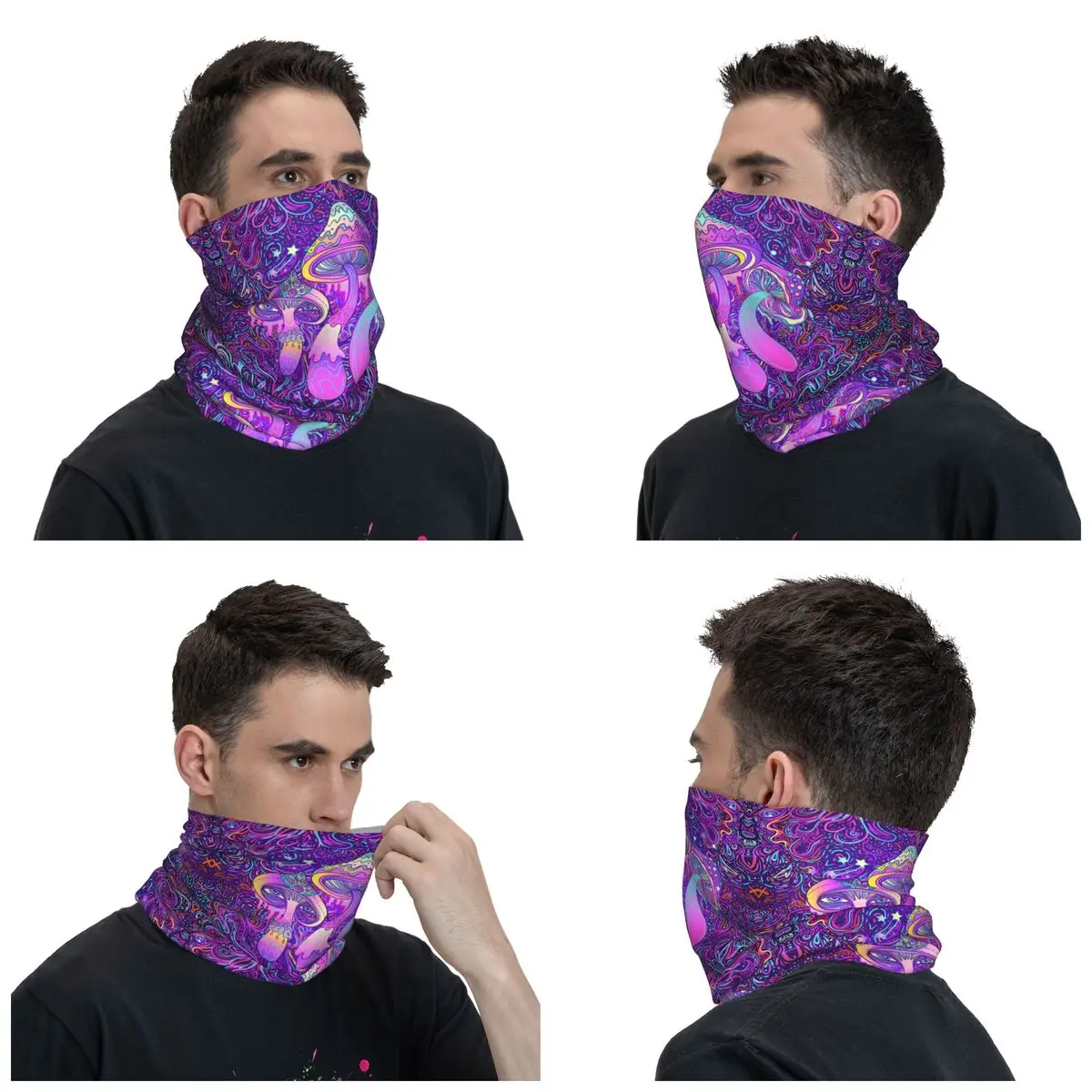 Psychedelic Magic Mushrooms Bandana Winter Neck Warmer Men Windproof Wrap Face Scarf for Hiking Gaiter Headband