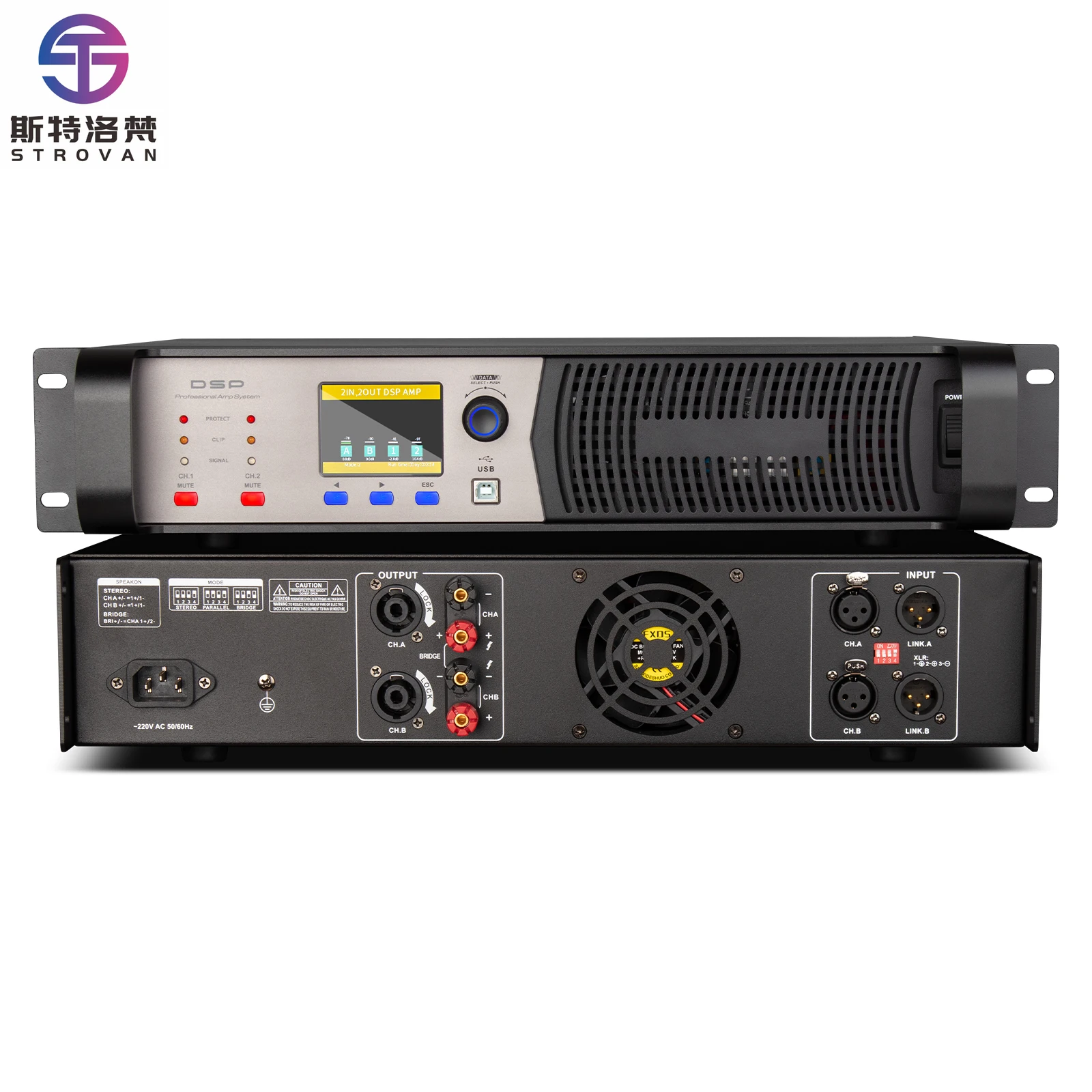 

KA1000 2 Channels Digital Amplifiers 1000W*2 Stage Performance Sound Power Professional Power Amplifier