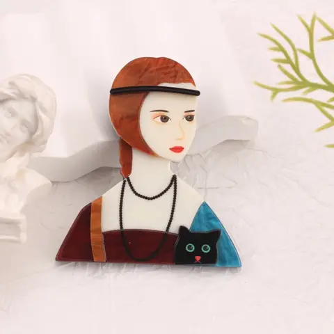 Akrylbroscher med olika mönster Kattväska Flicka Papegoja Körsbärsporträtt Universum Söt Kreativ Stil för Klädaccessoarer 10 best sales papegojesmycken - №6