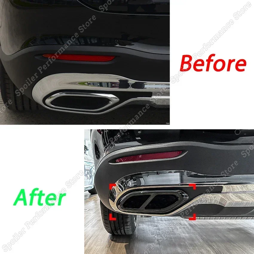 Car Tailpipe Throat Frame Muffler Bumper Exhaust Pipe Cover Trim for Mercedes Benz GLC Class X254 GLC260 GLC300 AMG 2023+ Tuning