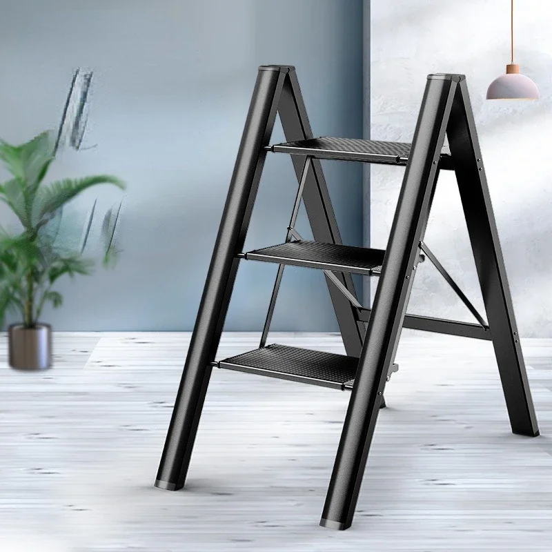 Sturdy Aluminum Folding Ladder  DualPurpose Flower Stand Home Kitchen Helper Portable TwoStep Stool Versatile Utility Accessory