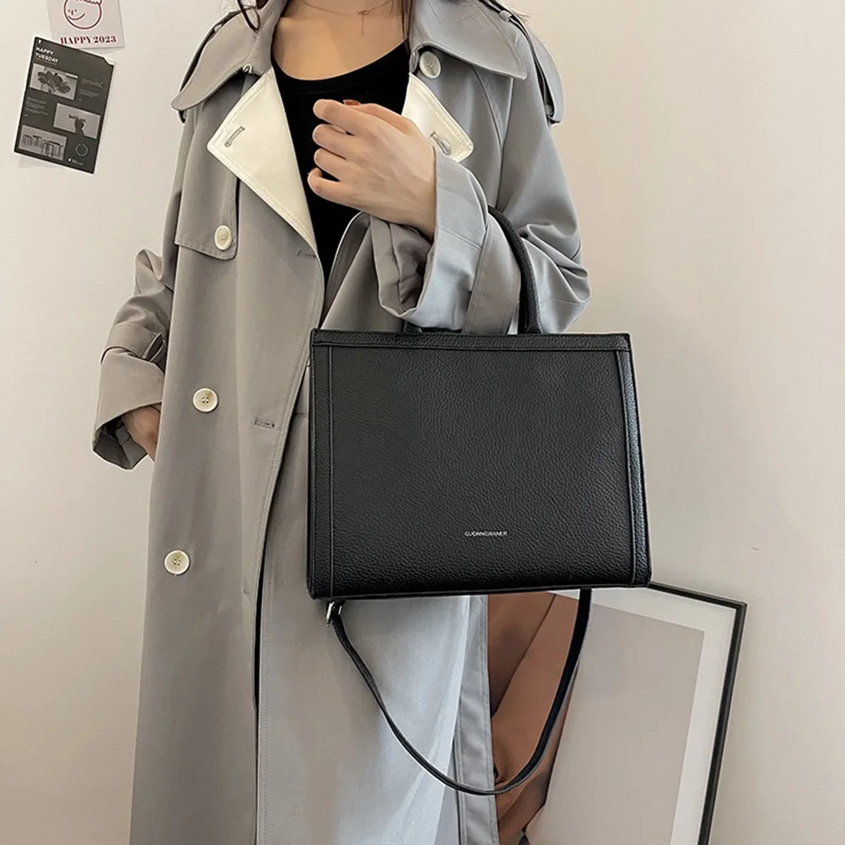 New fashion versatile texture large capacity simple retro square box commuting texture high-end and fashionable one shoulder