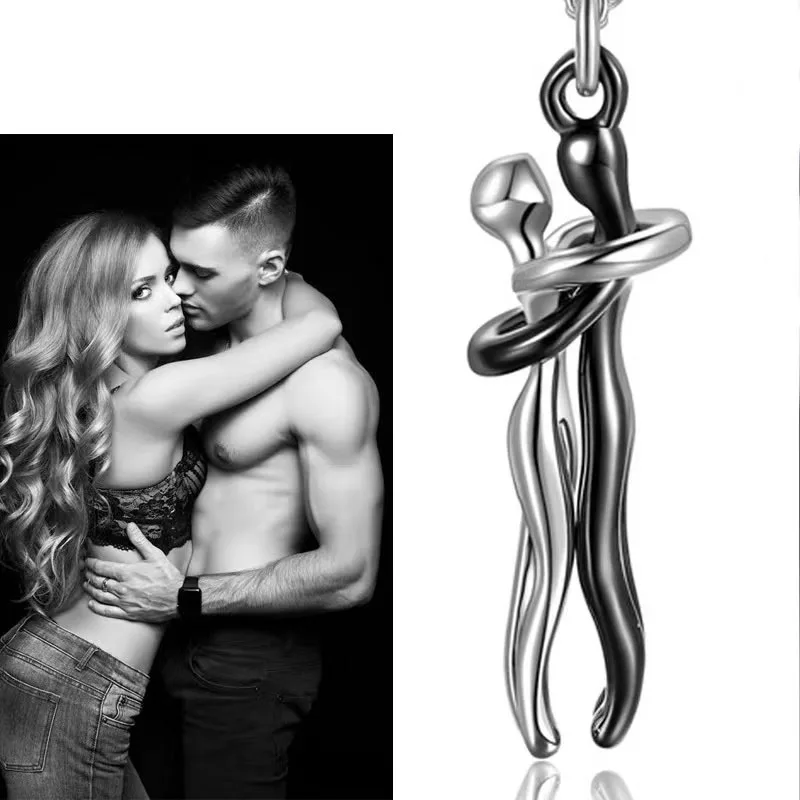 Colgante de pareja envolvente de Hip Hop para mujeres y hombres, collar de abrazo para amantes del Punk, joyería de promesa, regalos de fiesta, nueva moda