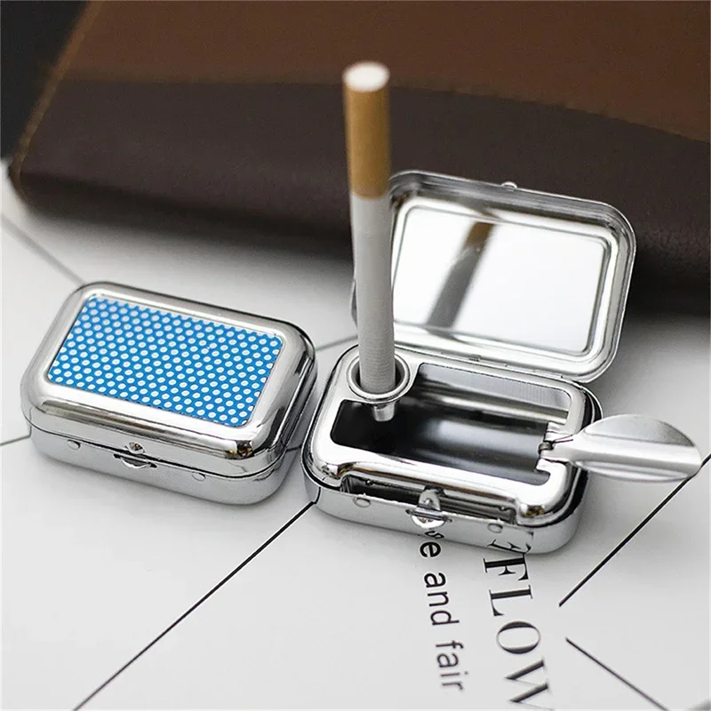 

Pocket Metal Ashtray Mini Desktop Cigarette Holder Personal Ashtray With Lockable Lid Gift For Man Smoking Accessories