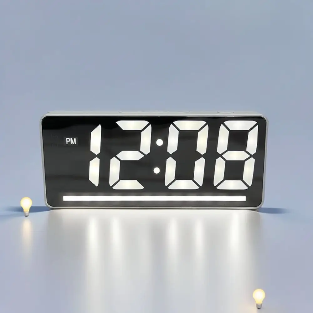 Large Screen LED Digital Clock Borderless Electronic Alarm Calendar Temperature Night Mode Office Decor