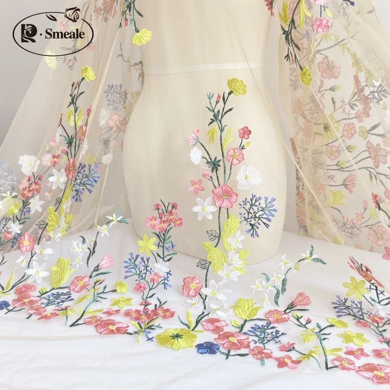 Mehrfarbiger Spitzenstoff für Kinderbekleidung, 3D-Applikation, DIY-Nähen, Blumen, Sommer – Detail 3