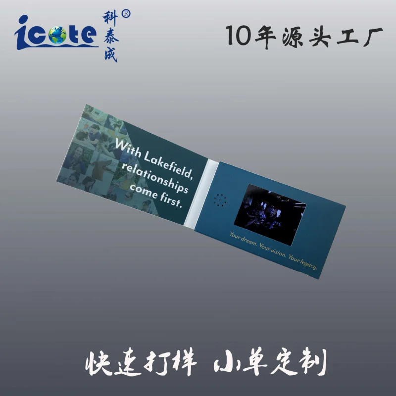 Cartões eletrônicos portáteis de 2,4 polegadas personalizados, impressão em quatro cores com técnicas de estampagem a quente e gravação