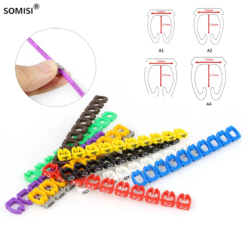 100/150pcs Colourful M-Type Marker Number Tag Label For 2-8mm Wire Network Cable Wire Marker Tag Label for Cat5 Cable Markers