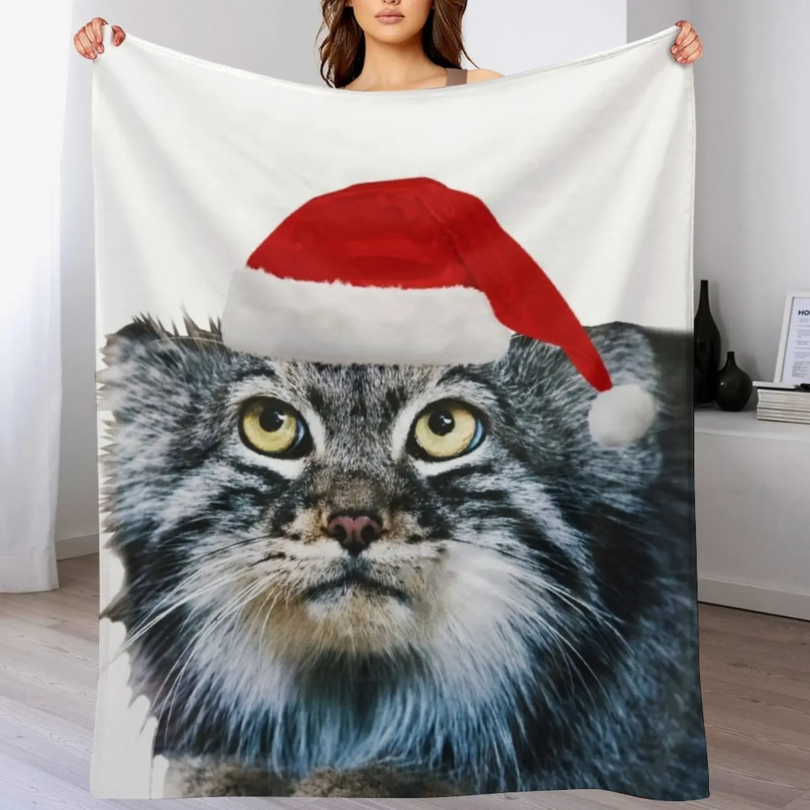 

Christmas Pallass Cat Throw Blanket Soft Breathable Blanket for Night Sleeping