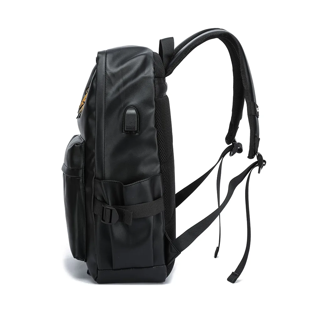 Ransel Pria Ransel Paku Keling Desainer Merek Fashion Ransel Travel Kulit PU Lembut Pria Tas Sekolah Kapasitas Tinggi Pria Wanita