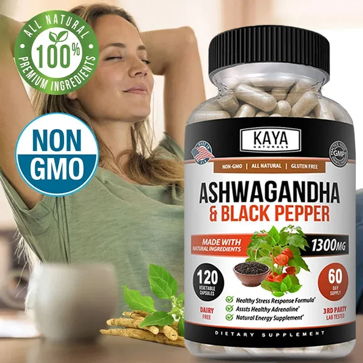 Organic Ashwagandha 1300 Mg - 120 Veggie Caps - Stress Relief, Anti-Anxiety, Improve Mood, Provide Energy