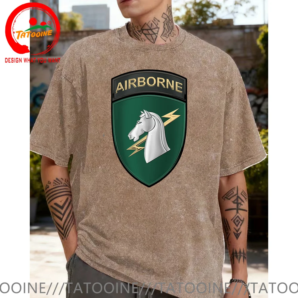 خمر غسلها القطن تي شيرت الجيش الأمريكي المحمولة جوا 1st العمليات الخاصة تي شيرت الموضة العصرية ملابس كاجوال التي شيرت الشارع قميص