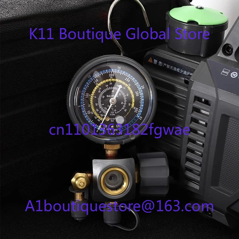 R22r32 Press Exhaust Oil Filling Single Meter Fluorometer Air Conditioning Pressure Gauge Refrigeration Repair Tool