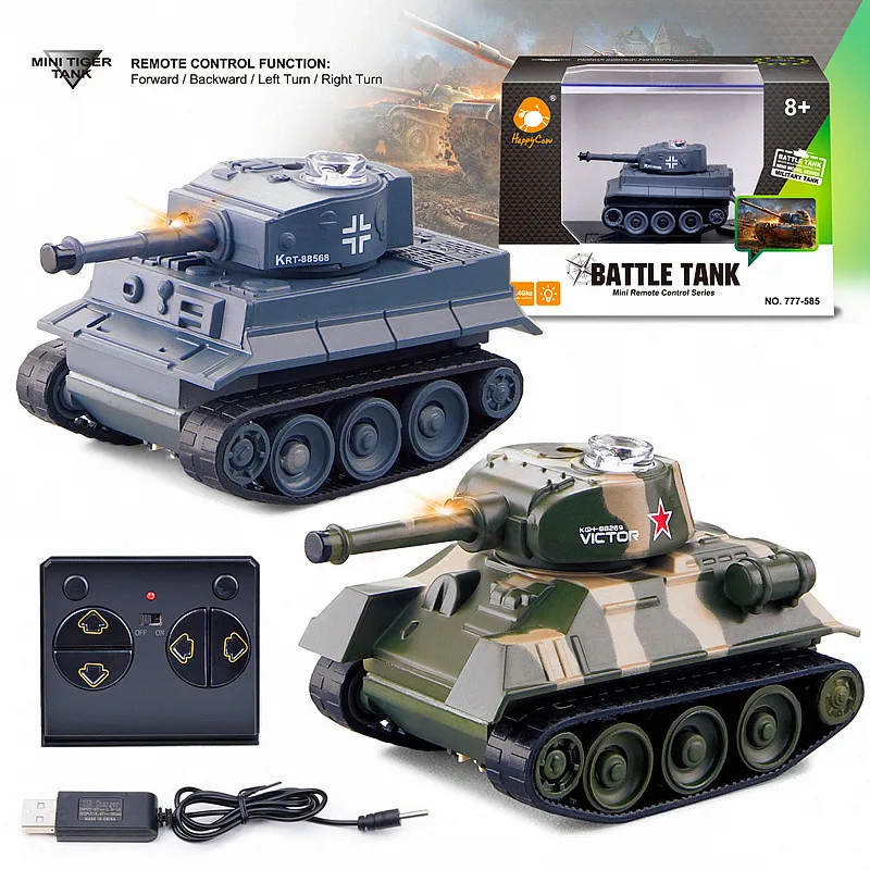 Mini 4CH Radio RC VS Tank Zdalnie sterowana kieszonkowa ciężarówka Zabawki R/C Turret Rotation Stryker LED Light Kid Military Fast Running