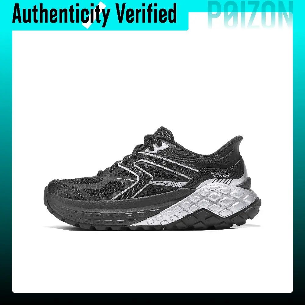 Skechers Monster Textile, Synthetic Leather Low top Running Shoes Women's Black Silver 150681-BKSL