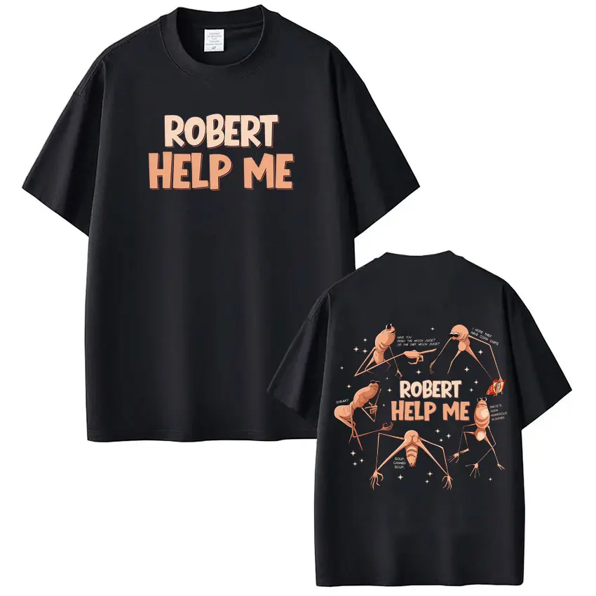 Robert Help Me Marcus The Worm Funny Meme T-Shirt Men's Fashion Hip Hop T-shirts Cotton Casual Short Sleeves T Shirts Streetwear