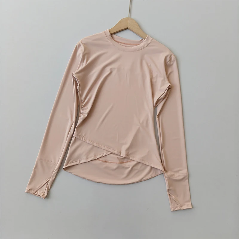 Schlanke Yoga-Bekleidung für Frauen Professionelle Trainings-Pilates-Fitness-Oberteile T-Shirts Outdoor-Lauf-Langarm-Sportbekleidung – Detail 4