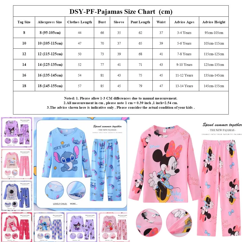 New Pajamas Boys Girls Pajamas Stitch Clothing Sets Kids Long Sleeve +Pant 2 Pieces Children Home Clothing Girl Nightgown Pjs image 4