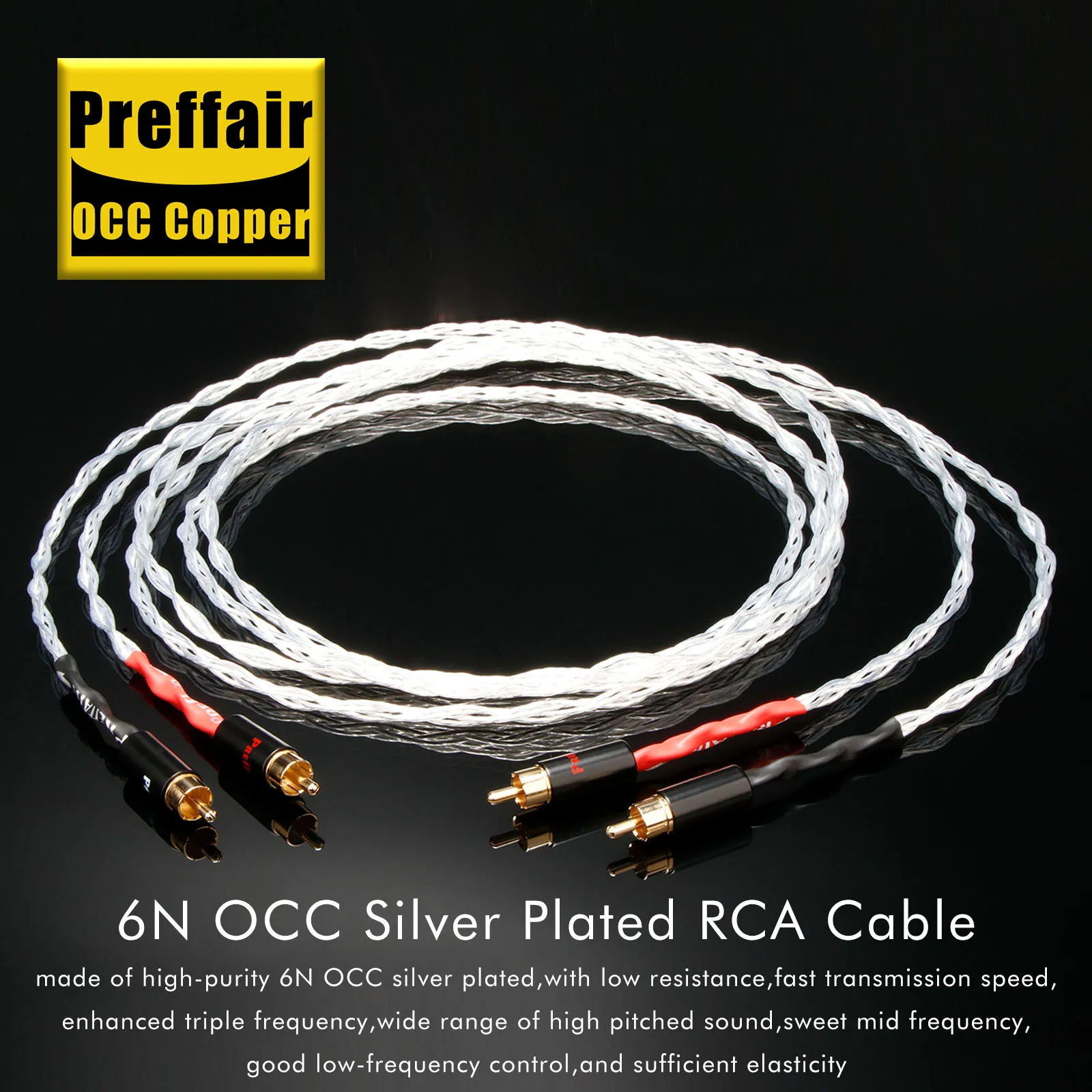 4AG Single Crystal Silver RCA Audio Cable Hifi RCA Interconnect Cable With Gold Plated Plug for Amplifier CD Player
