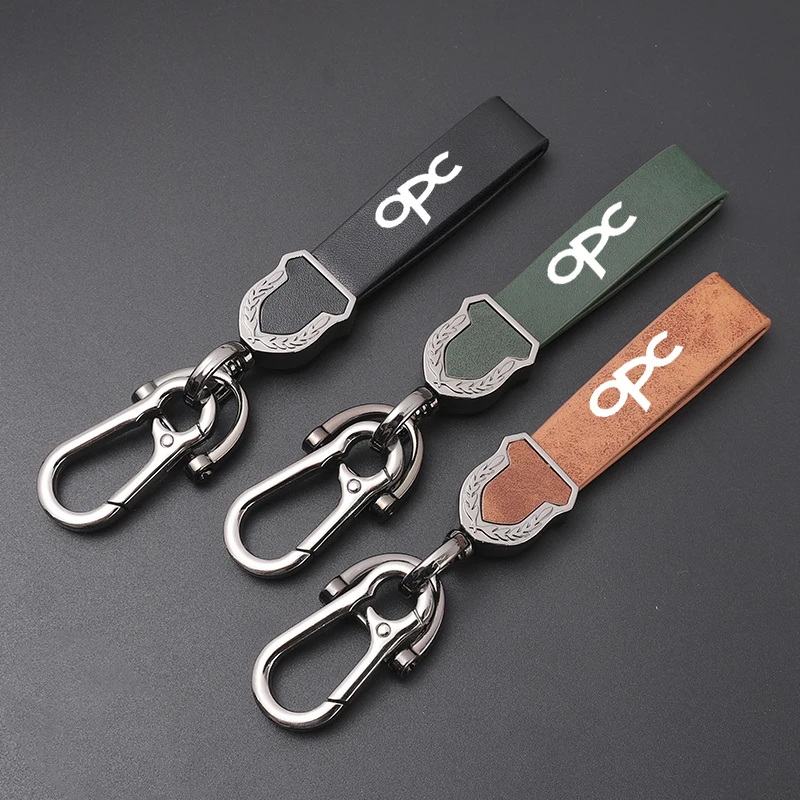 High-grade leather Ultra-clear printing High-quality key chain Keychain For OPEL OPC car accessories