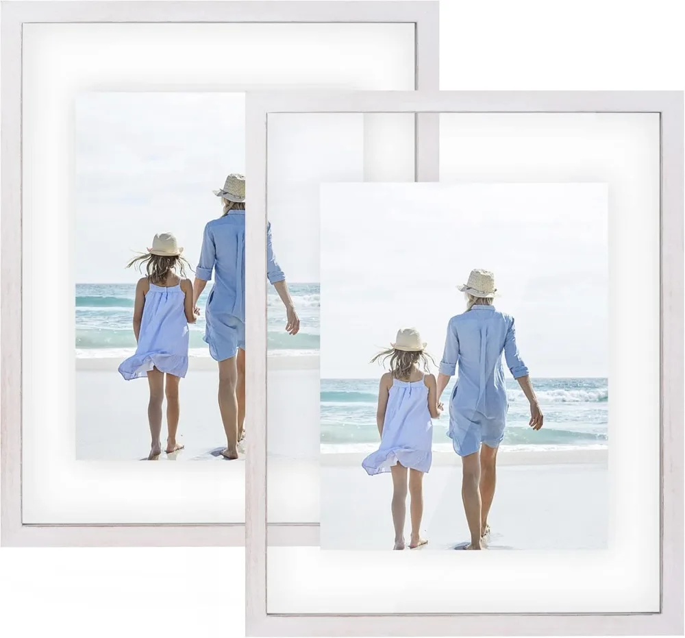 DLQuarts 11x14 Floating Photo Picture Frame, Floating Display for Photos 8x10, 7x9, 5x7,or Full Display for 11x14 Photos Frame