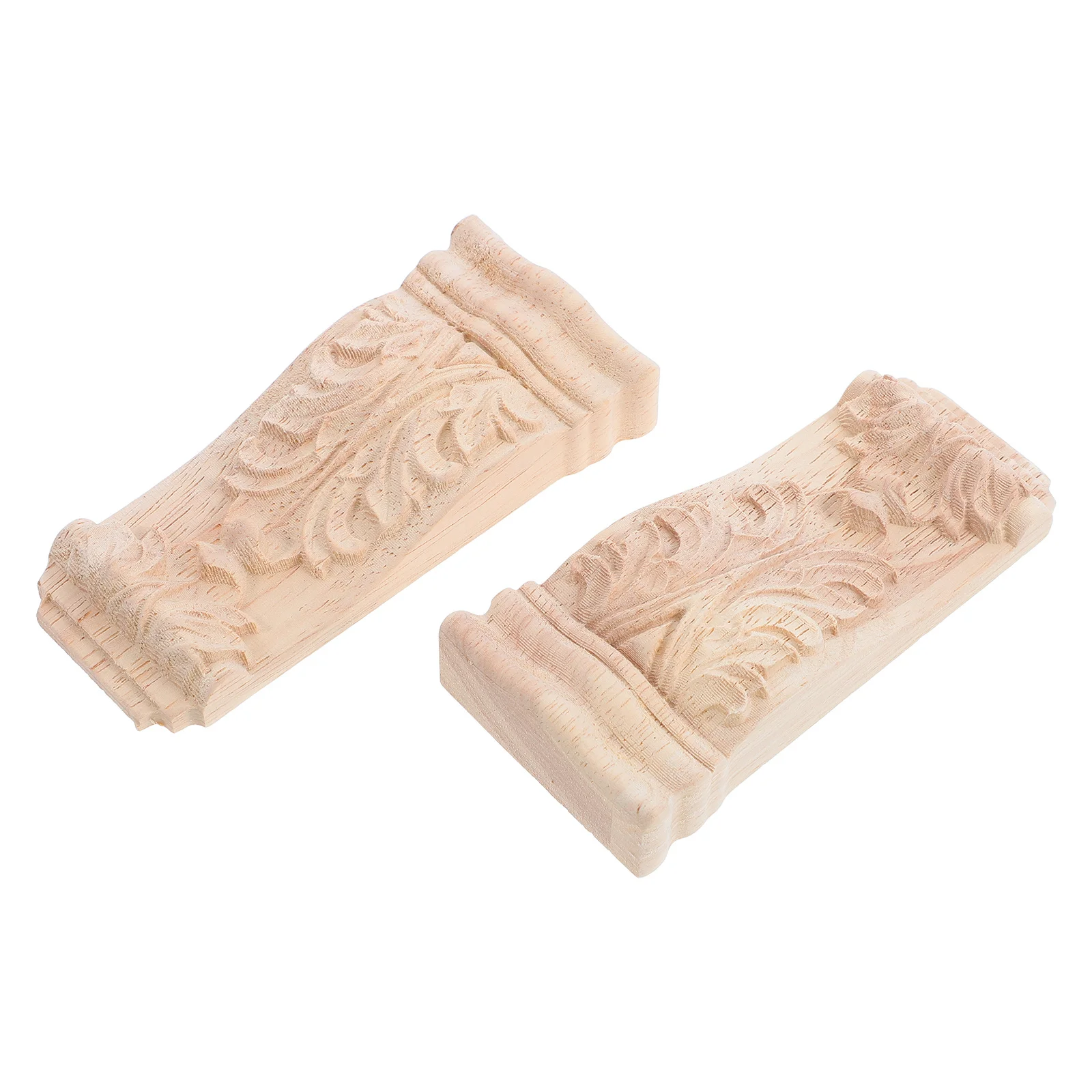2 Stück römische Säulen aus Holz mit geschnitzten Holzaufklebern für die Tür, dekorative Konsolen, Eck-Onlay-Applikationen, unlackierte Holzschnitzerei