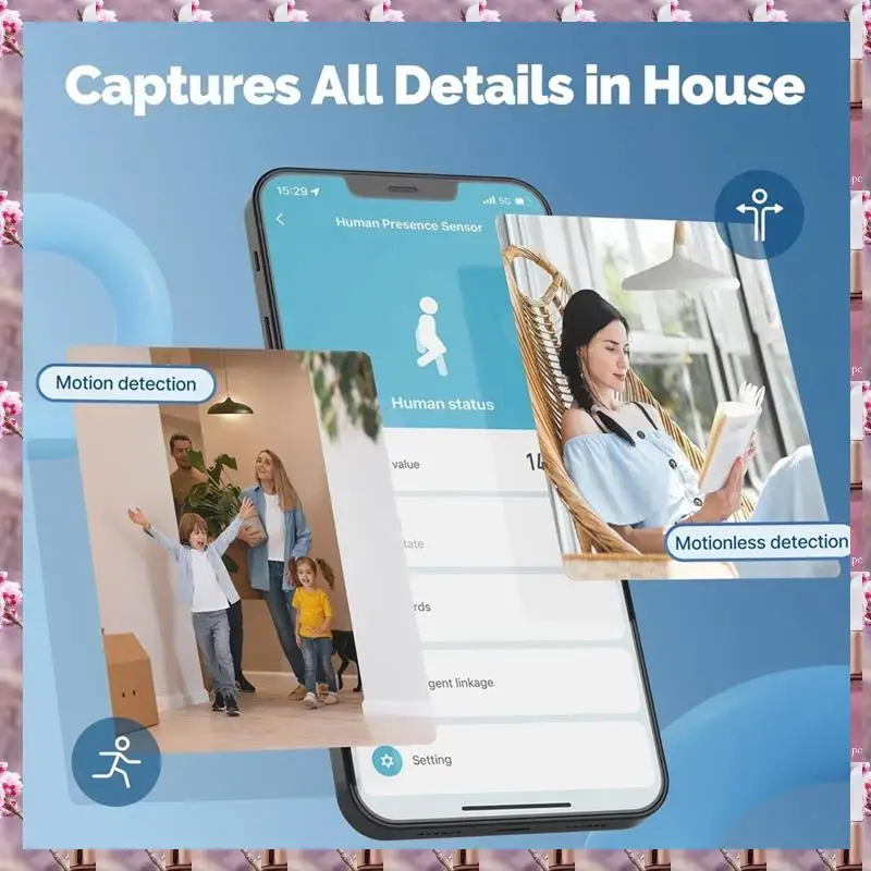 2025 Wifi Smart Human Presence Sensor Motion Motionless Detection Light Luminance Sensor Wired, App Notification,Wifi Smart Huma