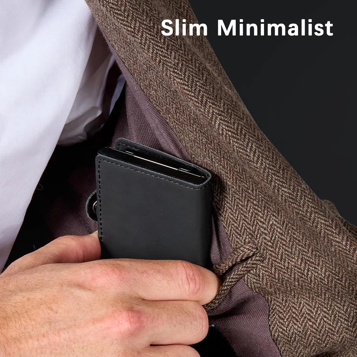 CASEKEY Мужской винтажный кожаный держатель для карт премиум-класса всплывающий тонкий минималистичный зажим для денег умный кошелек с портмоне