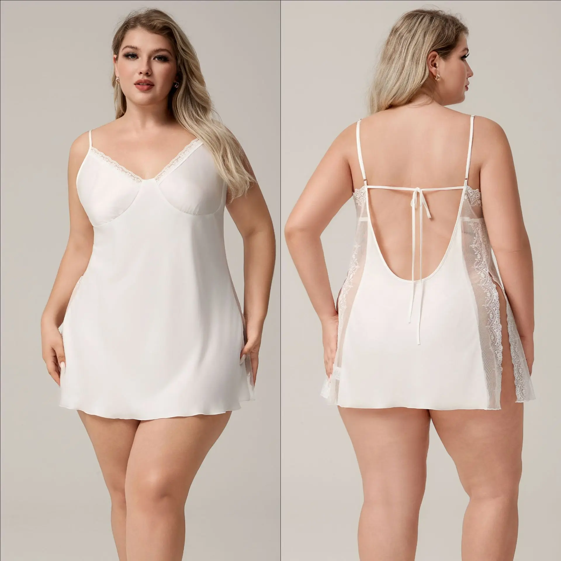 

White Sexy Nightdress for Women Summer Backless Home Dress Nightgown Sleepwear Intimate Lingerie Nightwear