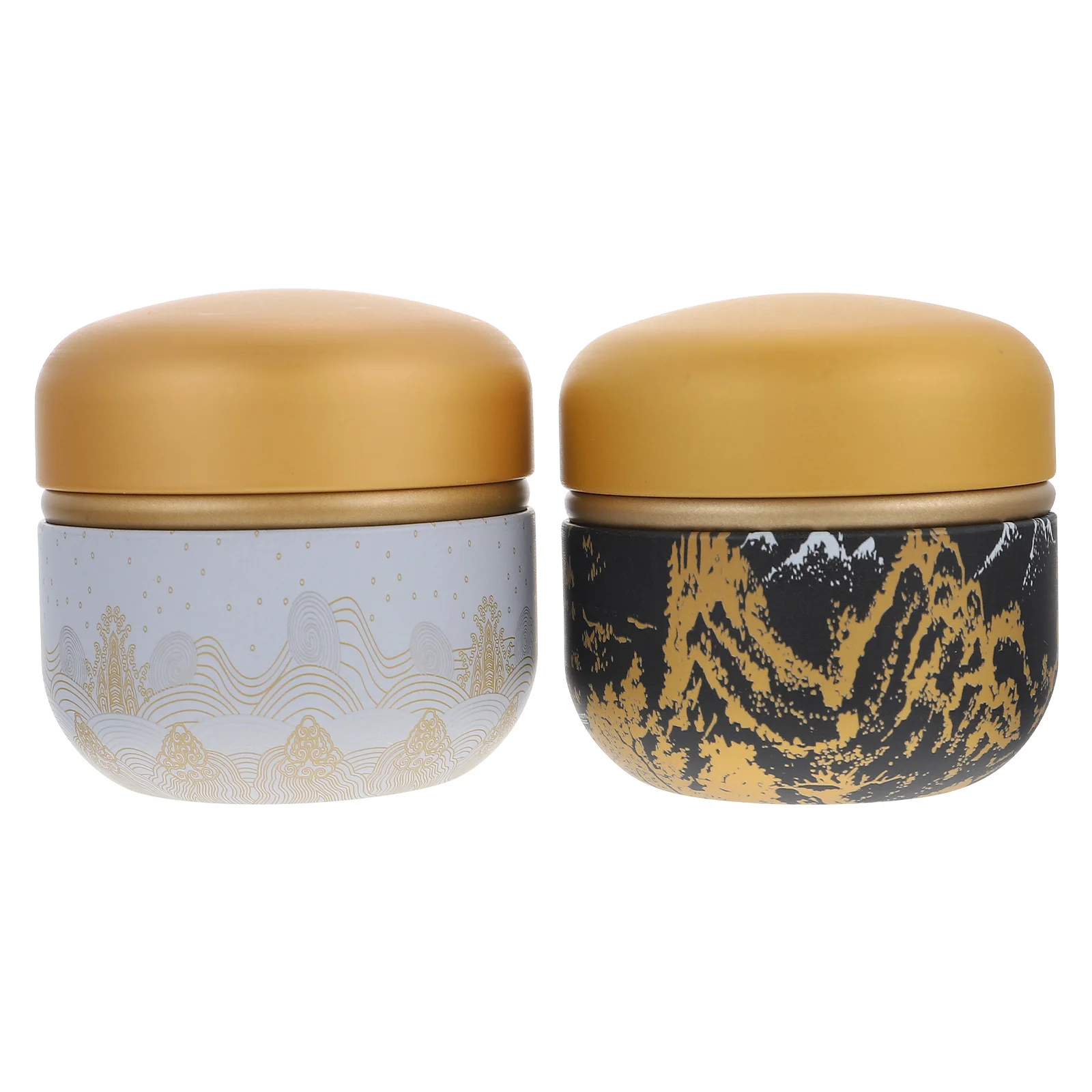 

2pcs Airtight Iron Tea Cans Storage Jars Reusable Snack Containers Decorative Tin Round-Shaped Food Storage Holders Home