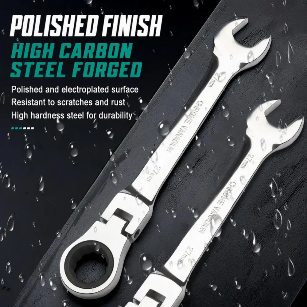 1-Piece Ratchet Wrench of Keys Spanner Hand Tool 72-Tooth Ratcheting Flexible Head Mirror Finish