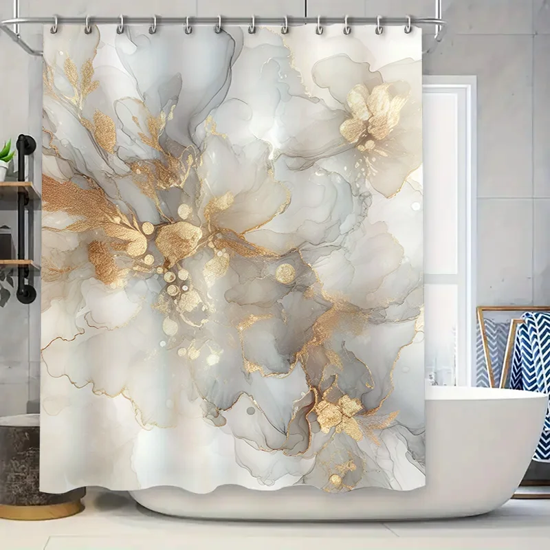 

Пляжная синяя занавеска для душа с принтом камней для декора ванной комнаты с набором крючков, водонепроницаемая ткань, доступный на заказ размер