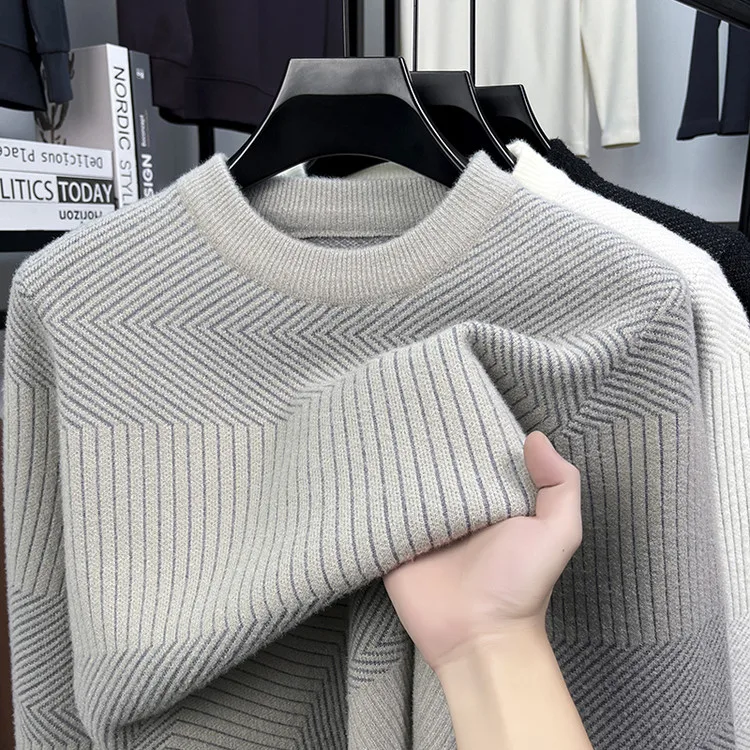 

Мужской вязаный свитер Long Sve round Ne, зима 2025 г., модная, удобная, эластичная, не тонущая, легкая в уходе одежда