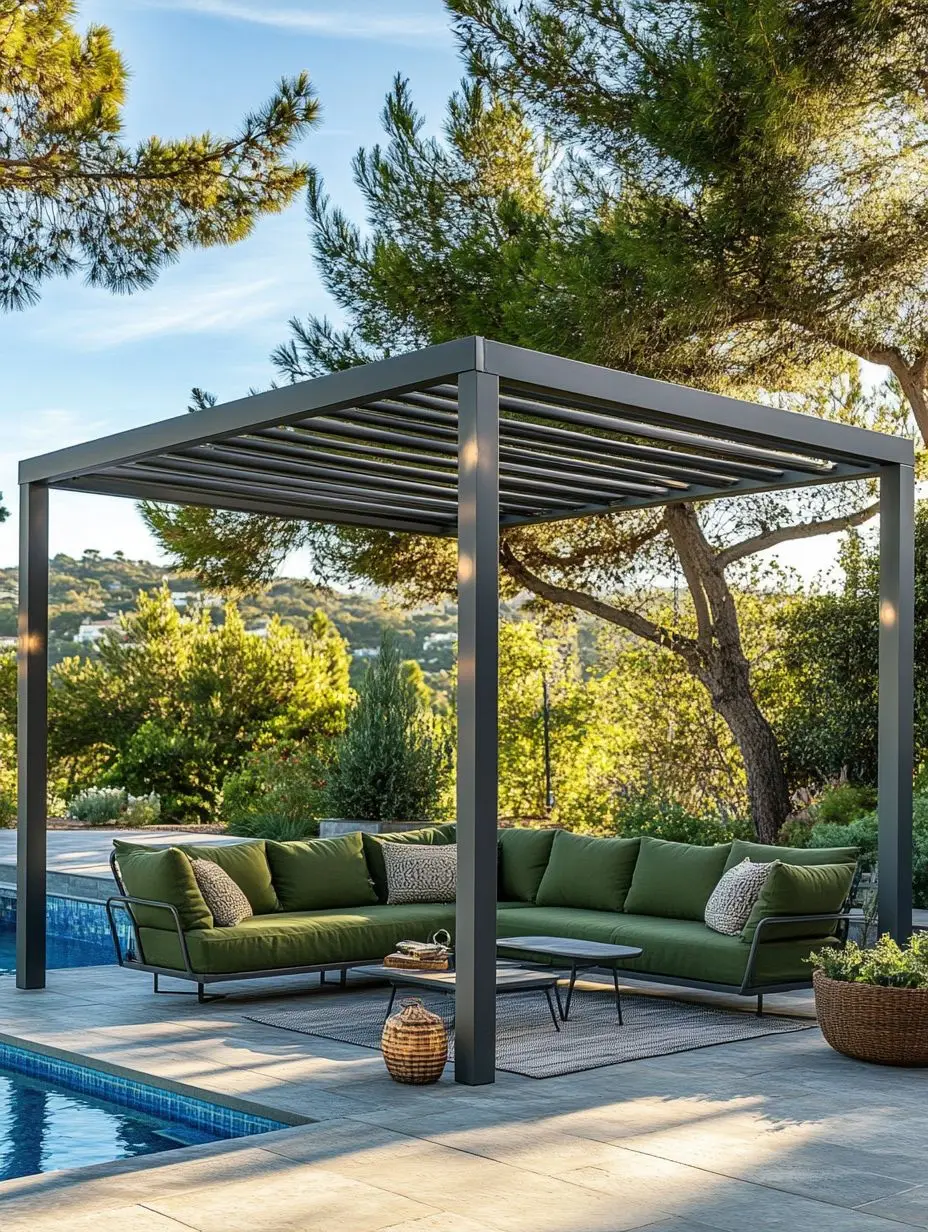 

Factory Outdoor Aluminum Modern Pergola and Gazebo for Sale Bioclimatic Waterproof Electric Louvered Gazebos with LED Light