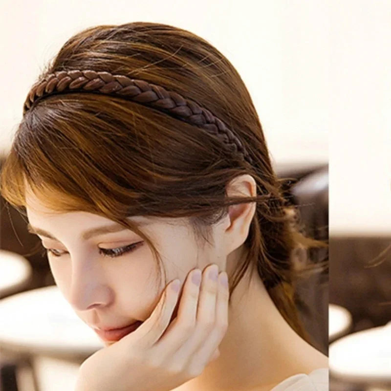 New Women Vintage Wig Headbands Braids Girls Style Hair Band Head Band Wig Hair Accessories Turbans for Women  head band