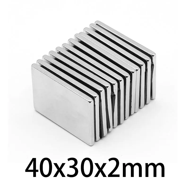 2/5/10/20PCS 40x30x2mm Super neodymowe magnesy 40mm x 30mm x 2mm magnes blokowy N35 trwałe NdFeB silne magnetyczne 40*30*2mm