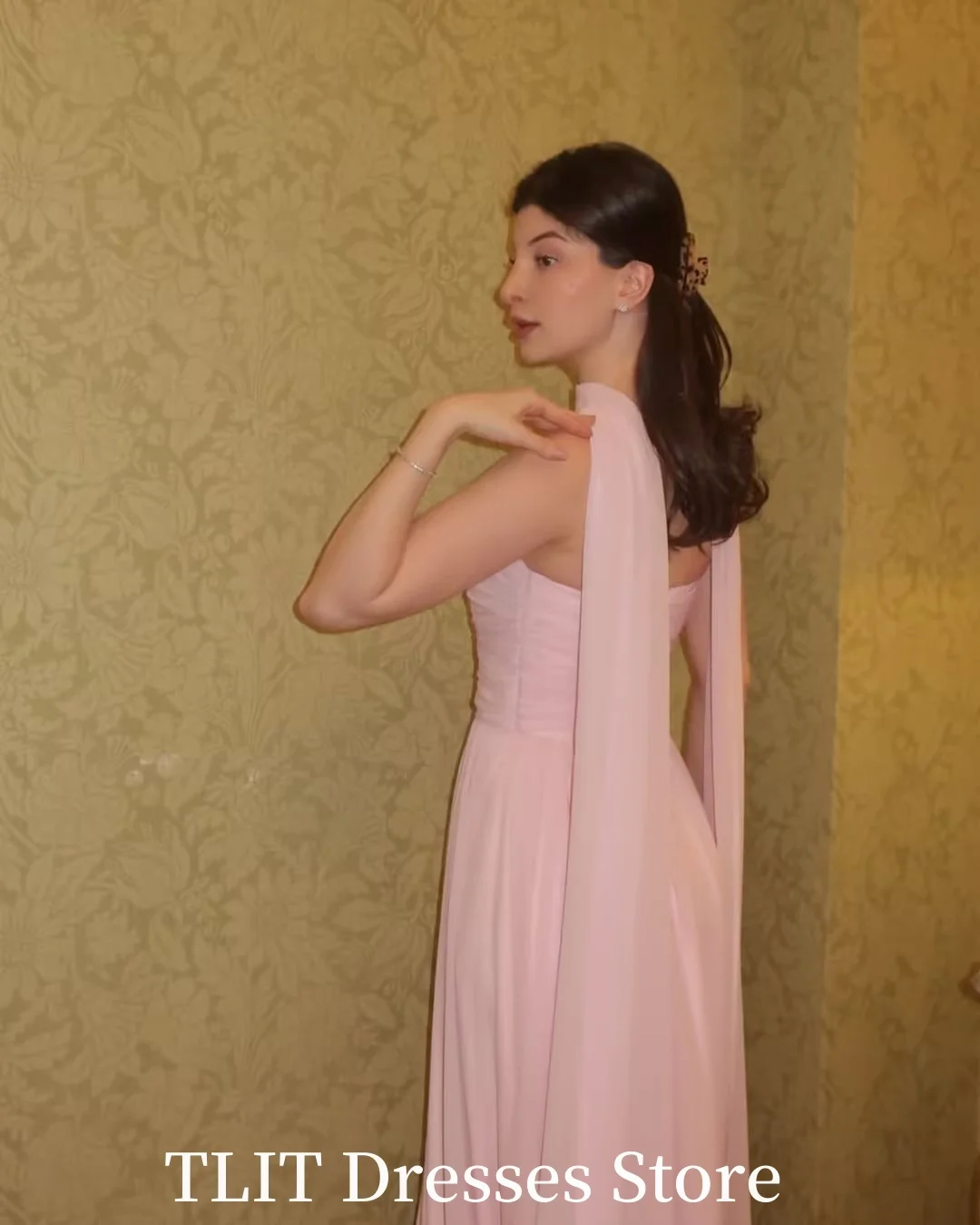 TLIT – robe de bal rose élégante, sans bretelles, longueur au sol, sans manches, pour femmes, arabie saoudite, occasions formelles personnalisées