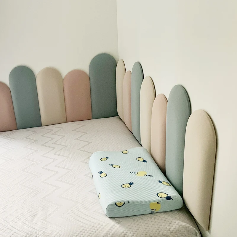 Cabecero autoadhesivo con circunferencia de pared protectora para dormitorio, asiento de tarjeta, bolsa suave anticolisión, cabecero de cama King