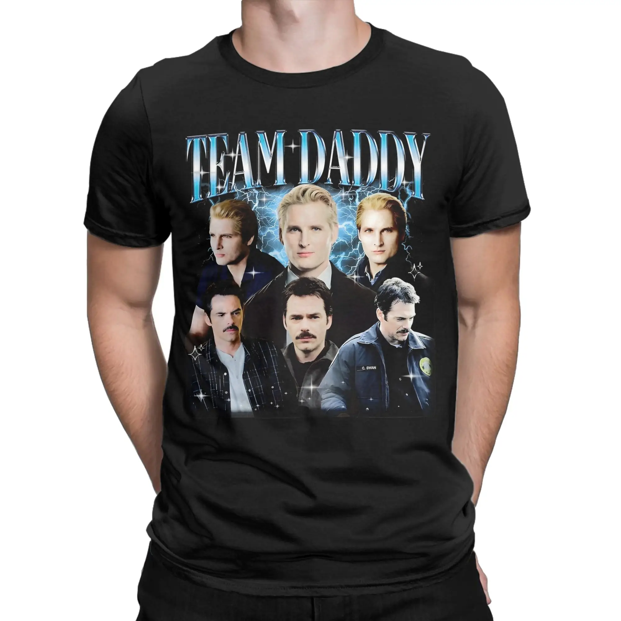 Team Daddy Twilight T Shirts Men's  100% Cotton Vintage T-Shirts Round Collar  Tee Shirt Short Sleeve Clothing Graphic