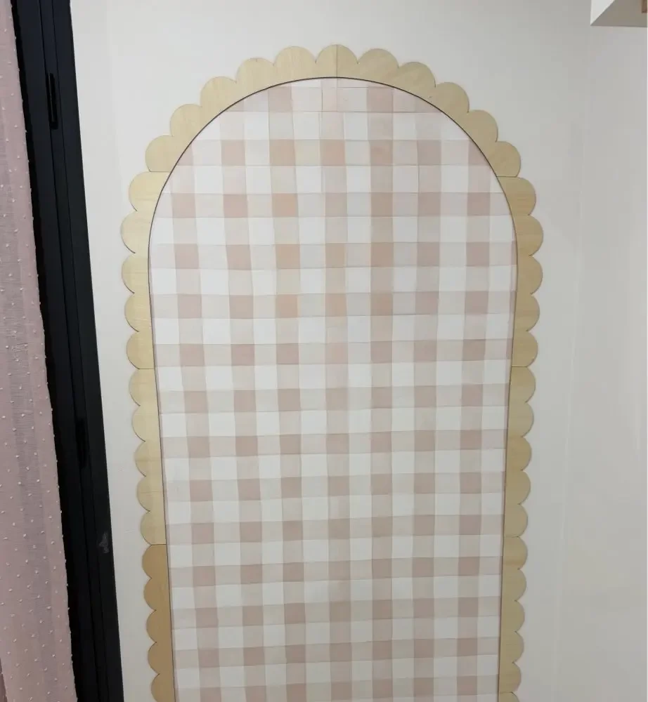 Small Scalloped Arch Wooden Wall Frame Boho Nursery Decor Wall Molding Arched Kids Room Wall Decor Rustic 55x120cm