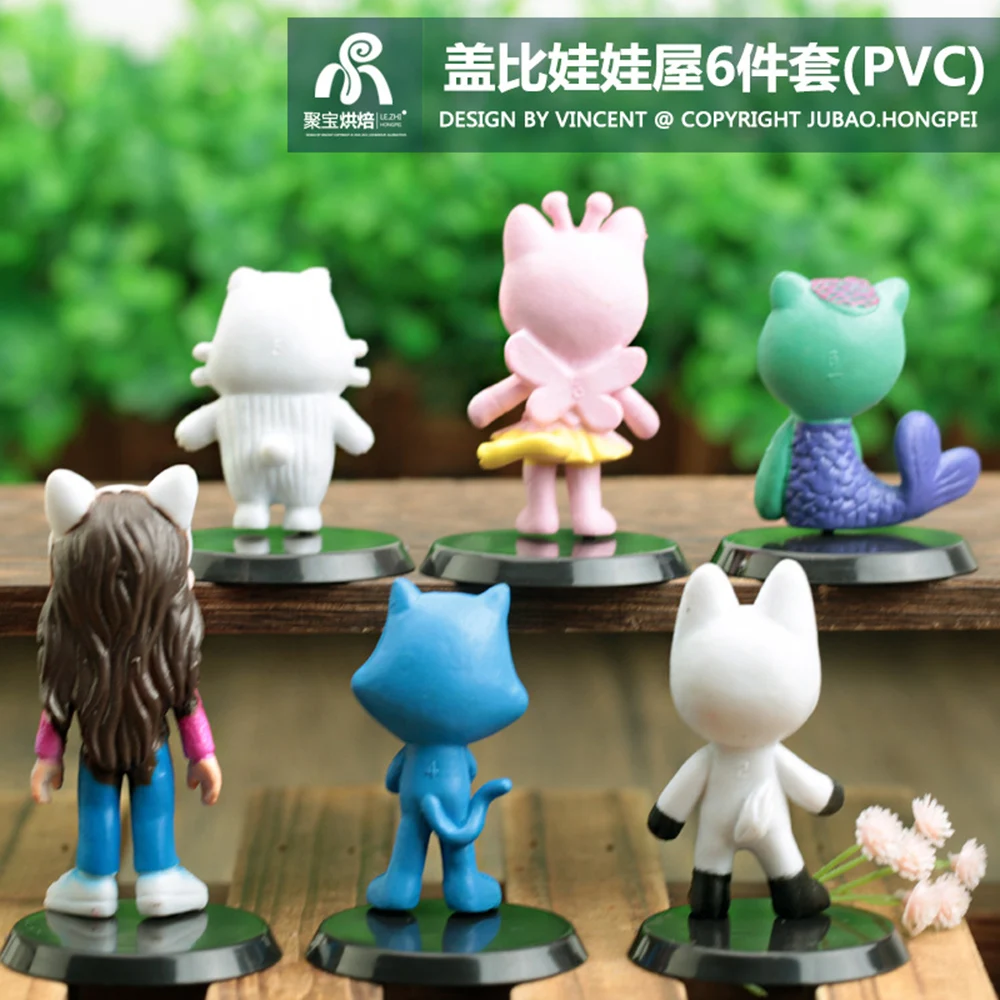 14pcs set PVC Gabby Dollhouse Figure Toy Mercat Cartoon Animals Smiling Car Cat Hug Gaby Girl Dolls Kids Birthday Gifts