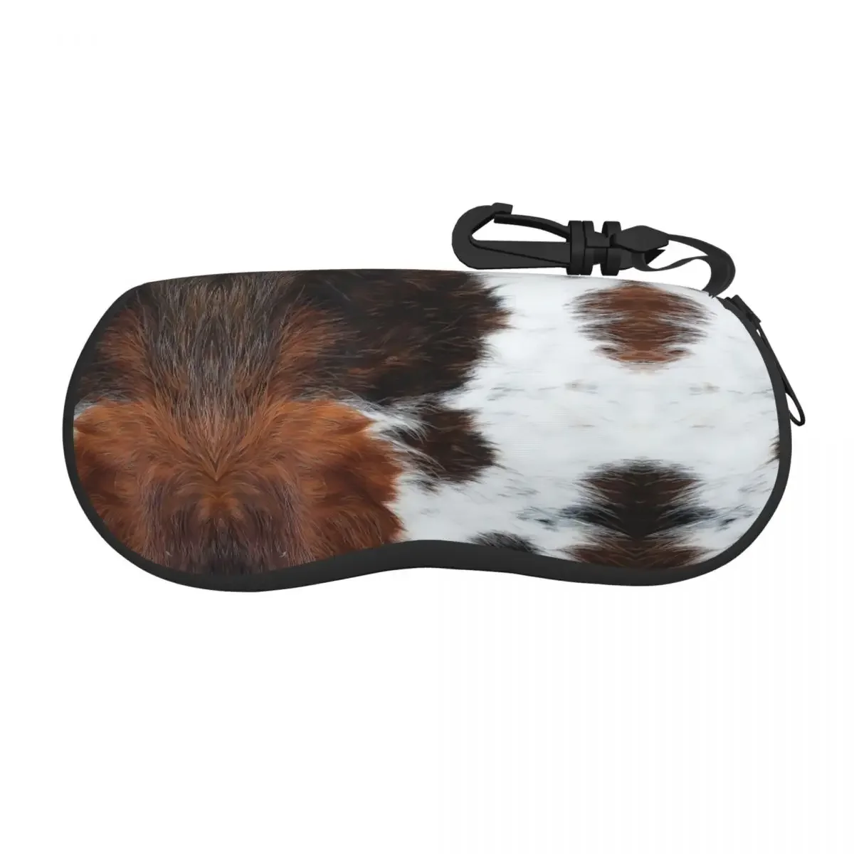 Scottish Highland Cow Cowhide Texture Print Shell Eyeglasses Protector Cases Sunglass Case Animal Hide Leather Glasses Pouch