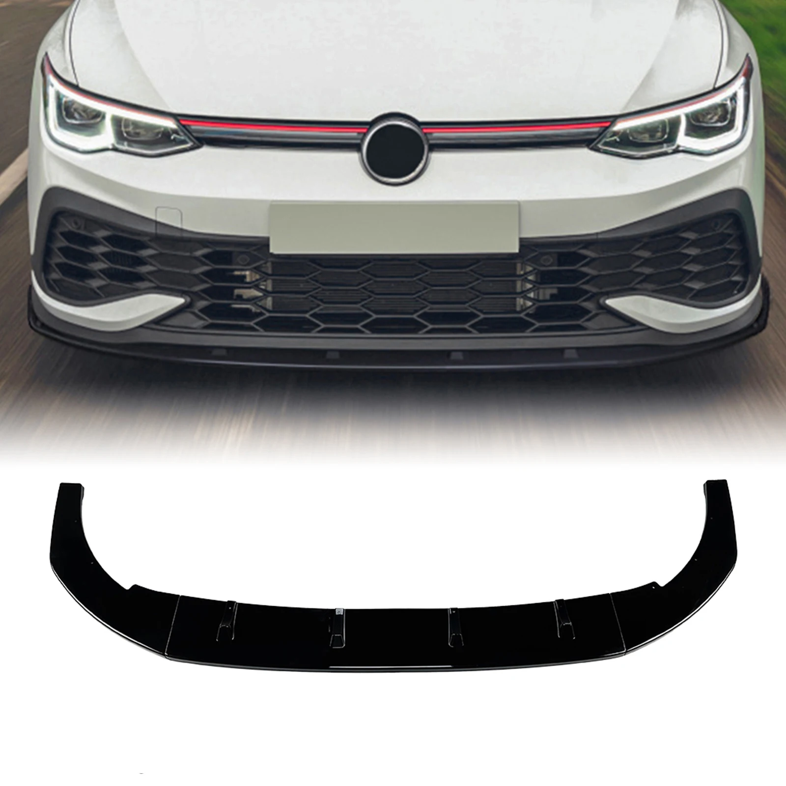 

Front Bumper Spoiler Lip For Volkswagen VW Golf MK8 R GTI CS 2022-2025 Carbon Fiber Look/Gloss Black Lower Splitter Blade Kit