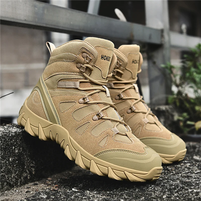 High Quality Hiking Shoes for Men Leather Waterproof Climbing Hunting Sneakers Non-slip Outdoor Desert Combat Training Boots
