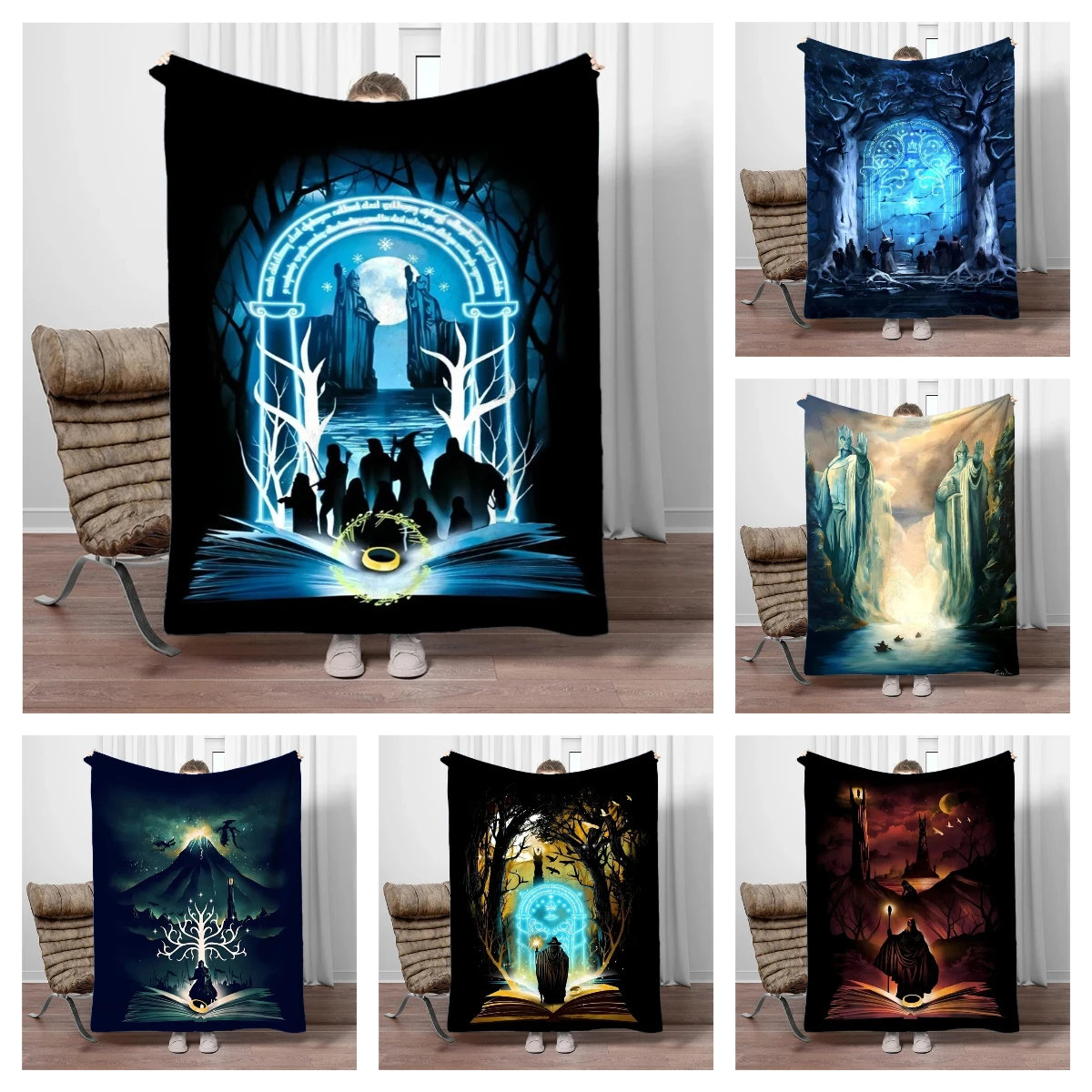 

Soft Flannel Blankets T-The-Rings Movie Scenes Keep Warm Throw Blanket Comfortable Blanket for Picnic Beds Sofa Home Bedroom