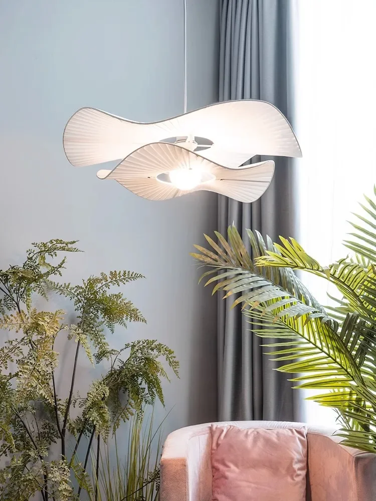 Nordische Creme Stil Stoff LED Pendel leuchten für Wohnzimmer Schlafzimmer Bar Drop Lampe Wohnkultur Blumen Kronleuchter Glanz Leuchten