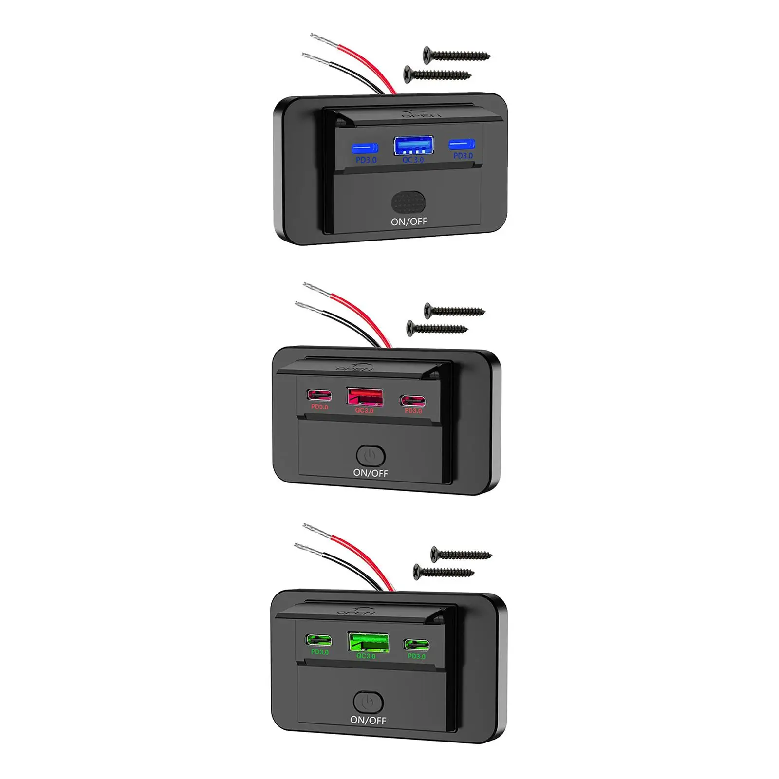 Auto USB-oplader Camper USB-paneel Lichtgewicht snel opladen PD3.0 QC3.0 Oplader stopcontactpaneel voor boten Bus RV Auto Marine