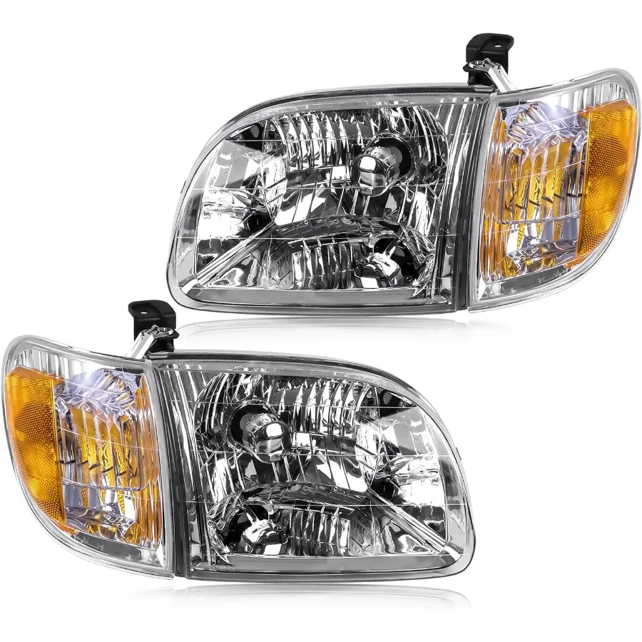 

Headlight Assembly with Corner Light Compatible with Tundra 2000 2001 2002 2003 2004 Regular Access Cab Halogen Headlamp Pair