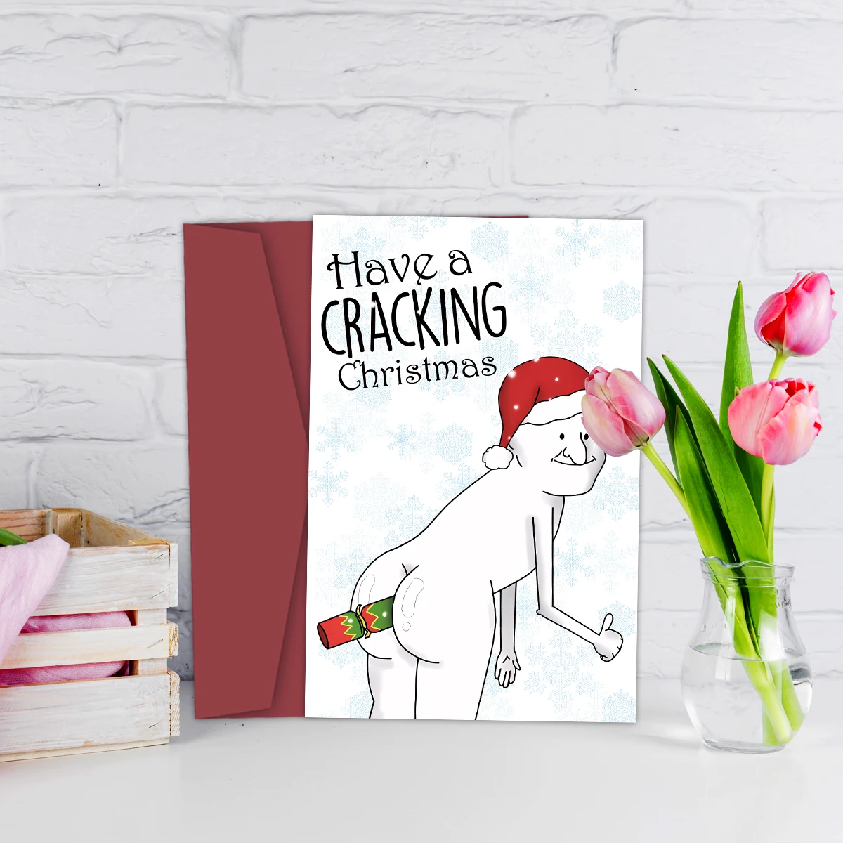 1PC Funny Christmas Card with Envelope,Have a Cracking Christmas Card for Women,Men,Friends,Cheeky Christmas Greeting Gifts Card