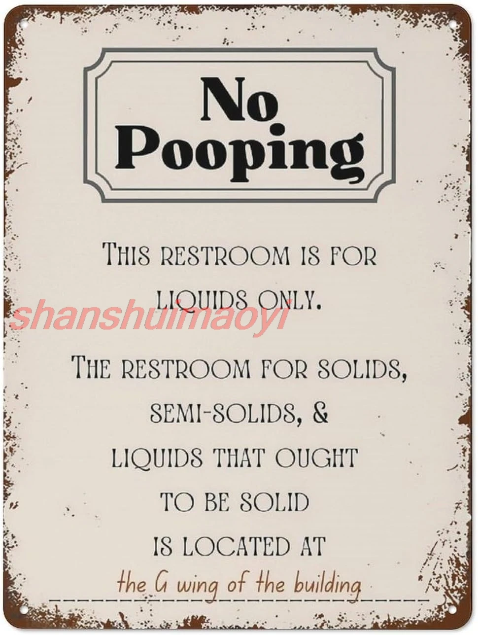 똥 없음 포스터 로그인 벽 예술 재미 있은 장식 사무실 작업 동료 욕실 화장실 화장실 파우더 룸 변기 유머 레트로 금속 Ti